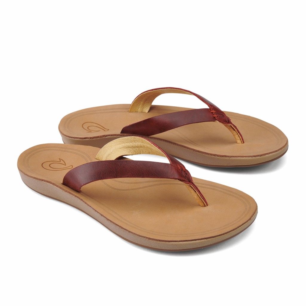 Olukai Women's Nonohe Flip Flop - Terra / Golden Sand US593-271